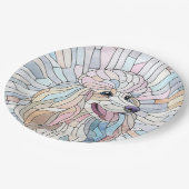 Poodle - pastellfarbene Mosaik Pappteller (Schrägansicht)