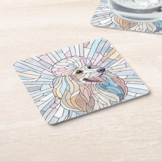 Poodle - pastellfarbene Mosaik Rechteckiger Pappuntersetzer (angewinkelt)