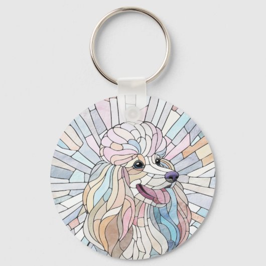 Poodle - pastellfarbene Mosaik Schlüsselanhänger (Vorderseite)