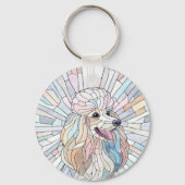Poodle - pastellfarbene Mosaik Schlüsselanhänger (Rückseite)