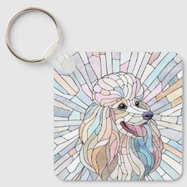 Poodle - pastellfarbene Mosaik Schlüsselanhänger