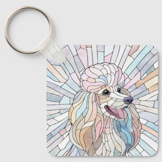 Poodle - pastellfarbene Mosaik Schlüsselanhänger (Vorderseite)