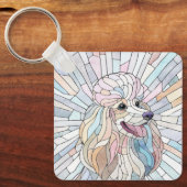 Poodle - pastellfarbene Mosaik Schlüsselanhänger (Vorderseite)