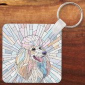 Poodle - pastellfarbene Mosaik Schlüsselanhänger (Rückseite)