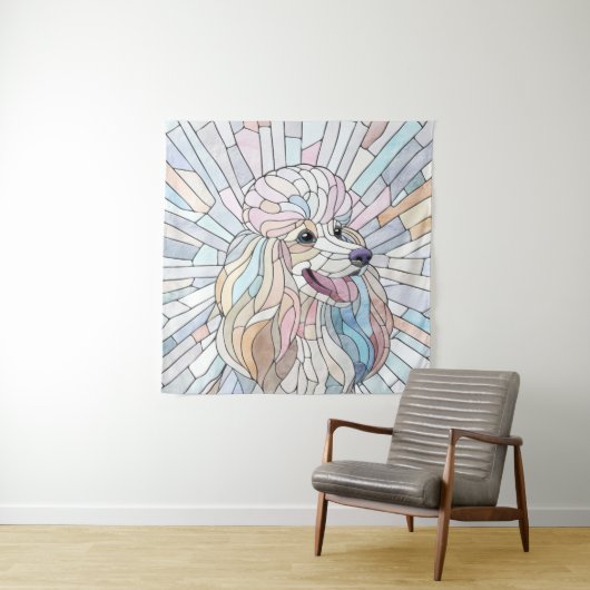 Poodle - pastellfarbene Mosaik Wandteppich (Beispiel)