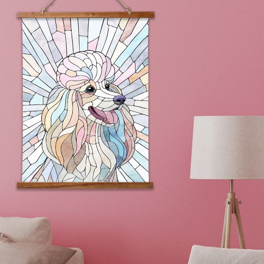 Poodle - pastellfarbene Mosaik Wandteppich Mit Holzrahmen