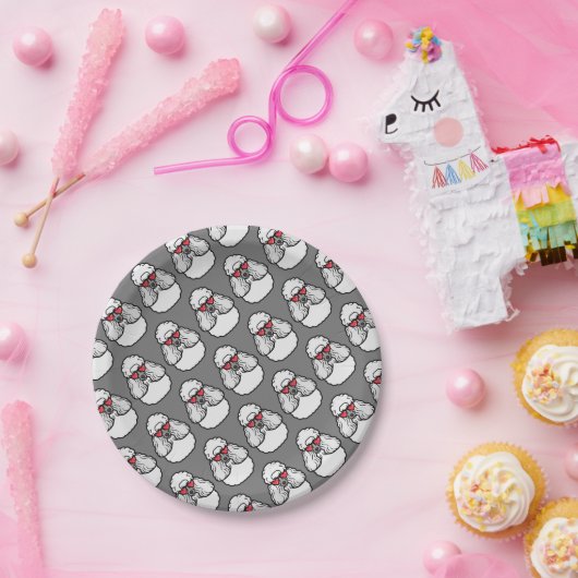 Poodle Pattern Funny Pappteller (Party)