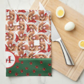 Poodle Pattern Monogram Christmas Dog Geschirrtuch (Viertel Falte)
