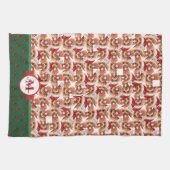 Poodle Pattern Monogram Christmas Dog Geschirrtuch (Horizontal)