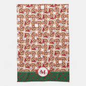 Poodle Pattern Monogram Christmas Dog Geschirrtuch (Vertikal)