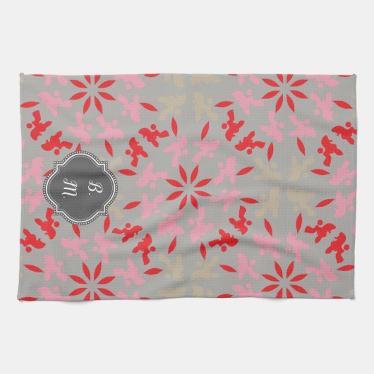 Poodle Pattern Monogrammiert Geschirrtuch (Horizontal)