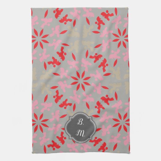 Poodle Pattern Monogrammiert Geschirrtuch (Vertikal)