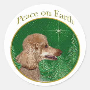 Poodle Peace Runder Aufkleber