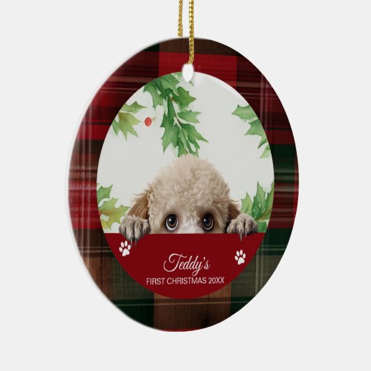 Poodle Personalisiert First Christmas Keramik Ornament (Rechts)
