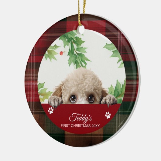 Poodle Personalisiert First Christmas Keramik Ornament (Links)