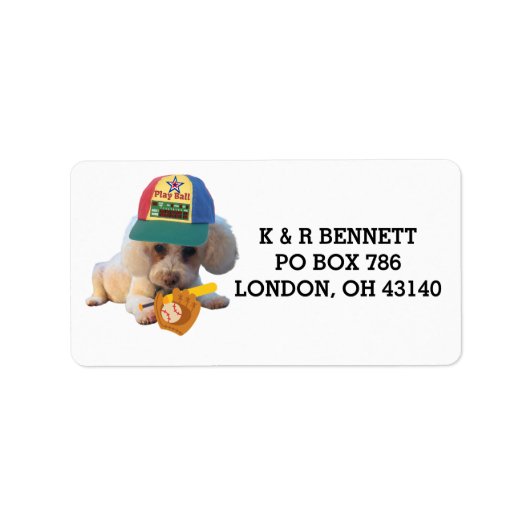 Poodle Playball Address Labels Adressaufkleber (Vorne)