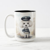 Poodle Police Force ...Pfoten in Aktion Zweifarbige Tasse (Links)
