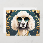 Poodle Portrait mit Sonnenbrille Postkarte (Vorne/Hinten)