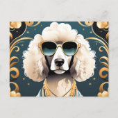 Poodle Portrait mit Sonnenbrille Postkarte (Vorderseite)