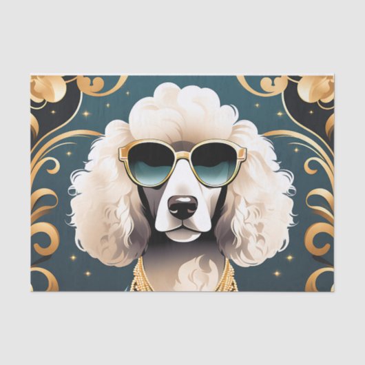 Poodle Portrait mit Sonnenbrille Seidenpapier (Vorderseite)