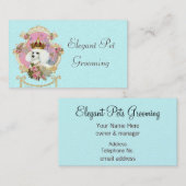 Poodle Princess in rosa Rosen Visitenkarte (Vorne/Hinten)