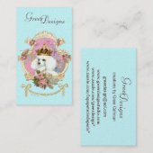 Poodle Princess in rosa Rosen Visitenkarte (Vorne/Hinten)