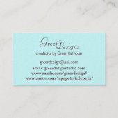 Poodle Princess in rosa Rosen Visitenkarte (Rückseite)