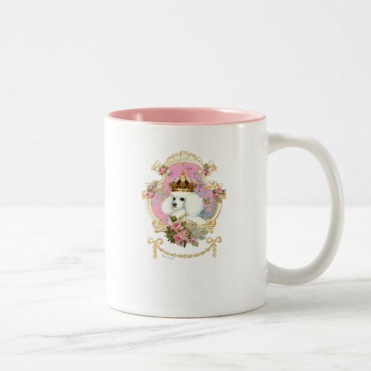 Poodle Princess in rosa Rosen Zweifarbige Tasse (Rechts)