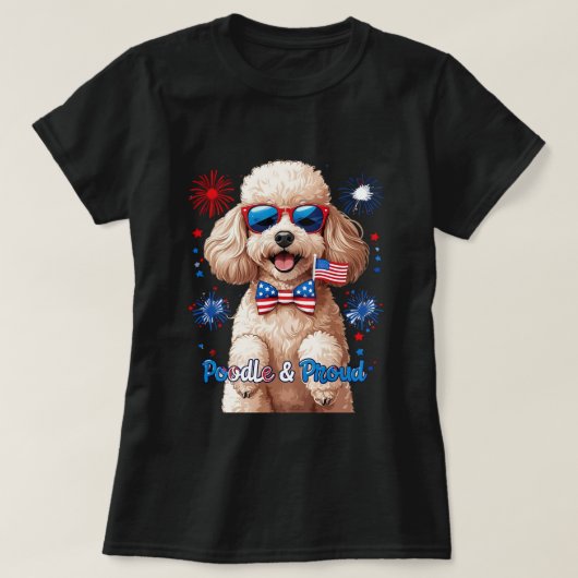 Poodle & Proud - 4. Juli Hunde T - Shirt (Design vorne)