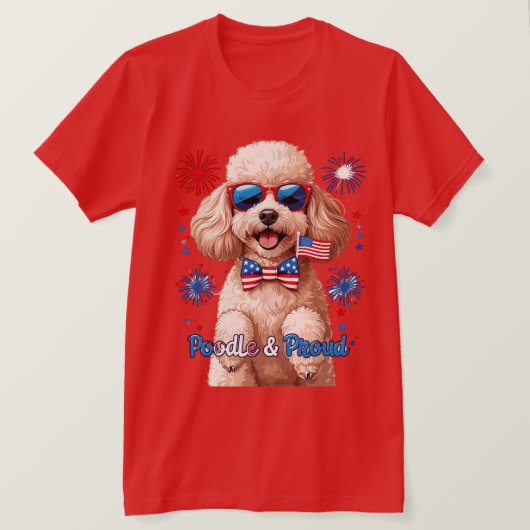 Poodle & Proud - 4. Juli Hunde T - Shirt (Design vorne)
