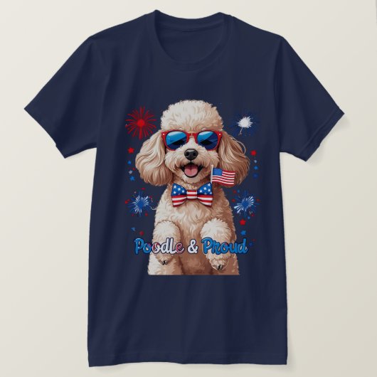Poodle & Proud - 4. Juli Hunde T - Shirt (Design vorne)