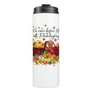 Poodle Pumpkin Vintag Truck Erntedank Funny Ha Thermosbecher