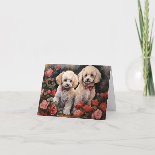 Poodle Puppies Valentine's Day Card Karte (Vorderseite)