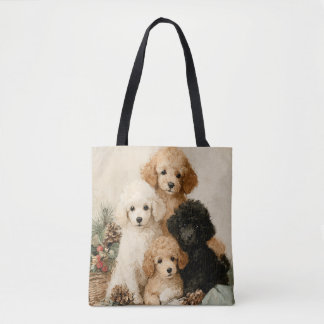 Poodle Puppies Vintage Christmas Tasche