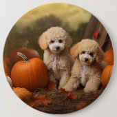 Poodle Puppy Autumn Delight Pumpkin Button (Vorderseite)