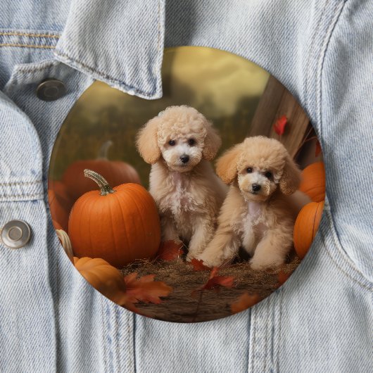 Poodle Puppy Autumn Delight Pumpkin Button (Beispiel)