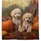 Poodle Puppy Autumn Delight Pumpkin Duschvorhang (Vorderseite)