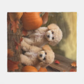 Poodle Puppy Autumn Delight Pumpkin Fleecedecke (Vorderseite (Horizontal))