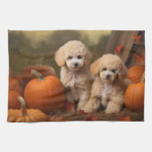Poodle Puppy Autumn Delight Pumpkin Geschirrtuch (Horizontal)