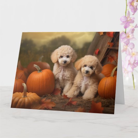 Poodle Puppy Autumn Delight Pumpkin Karte (Orchidee)