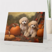 Poodle Puppy Autumn Delight Pumpkin Karte (Vorderseite)