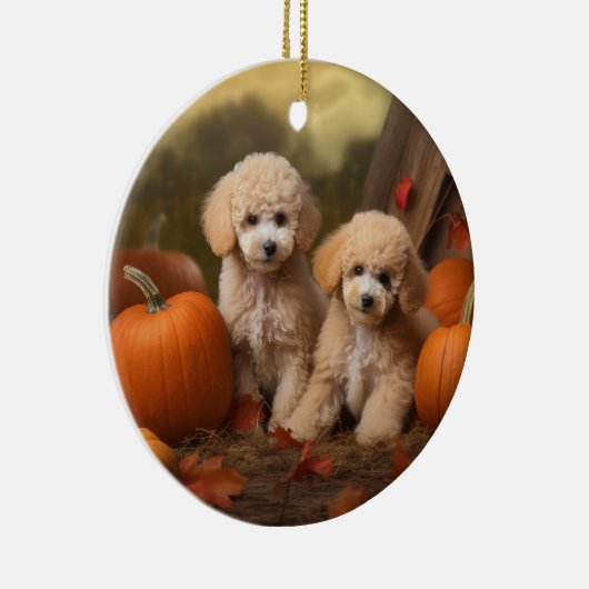Poodle Puppy Autumn Delight Pumpkin Keramik Ornament (Rechts)