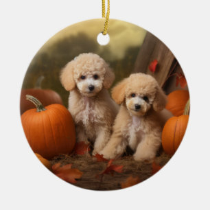Poodle Puppy Autumn Delight Pumpkin Keramik Ornament