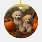 Poodle Puppy Autumn Delight Pumpkin Keramik Ornament (Hinten)