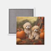 Poodle Puppy Autumn Delight Pumpkin Magnet (Vorderseite/Rückseite)