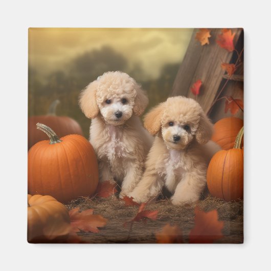 Poodle Puppy Autumn Delight Pumpkin Magnet (Vorne)