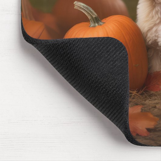 Poodle Puppy Autumn Delight Pumpkin Mousepad (Ecke)