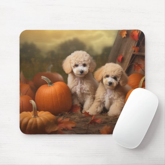 Poodle Puppy Autumn Delight Pumpkin Mousepad (Mit Mouse)