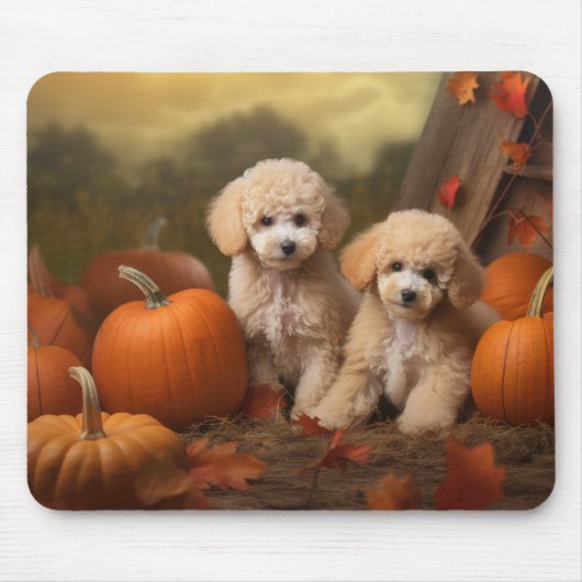 Poodle Puppy Autumn Delight Pumpkin Mousepad (Vorne)