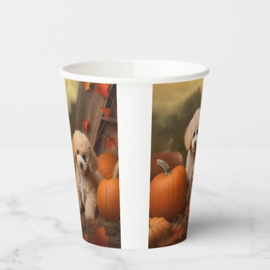 Poodle Puppy Autumn Delight Pumpkin Pappbecher (Links)